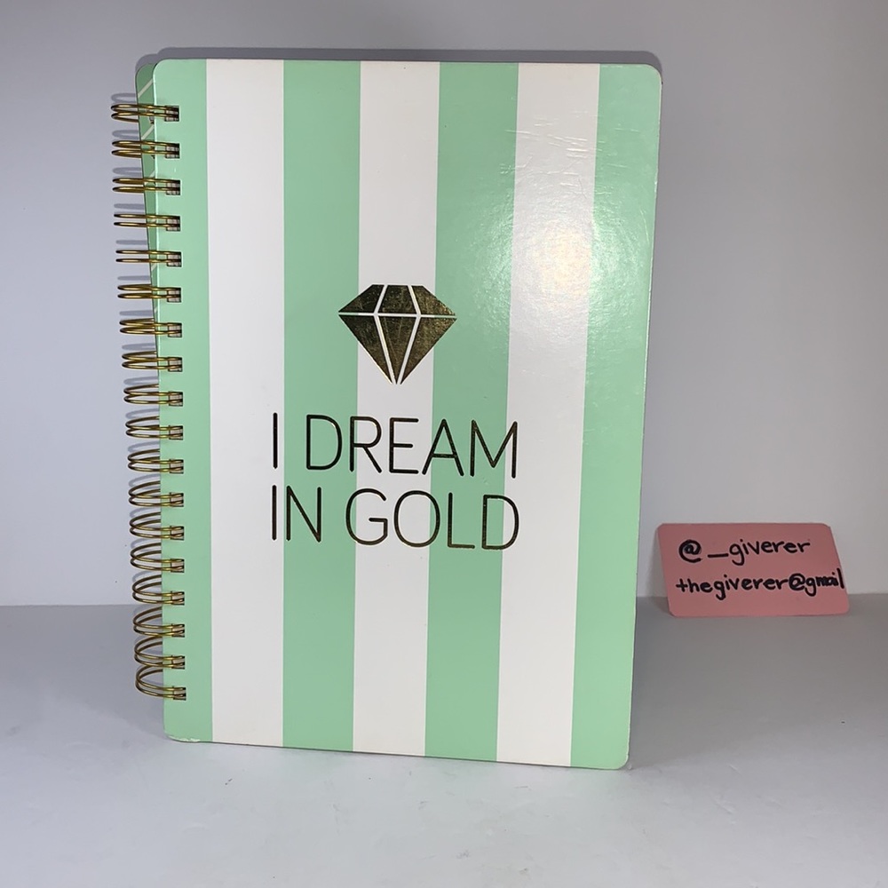 “I Dream In Gold” Diamond Striped Spiral Notebook